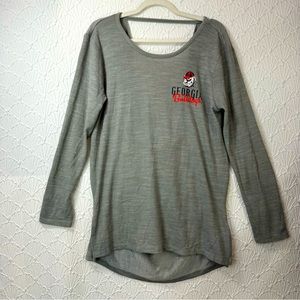 Georgia Bulldogs Logo Scoop Neck Open Back Long Sleeve Top  Womens Size Medium